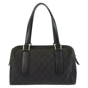 Gucci Black Leather GG Canvas Handbag